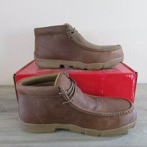 Justin Men's Cappie 4" Round Moc Alloy Toe Driving Moc Boot Brown SE242